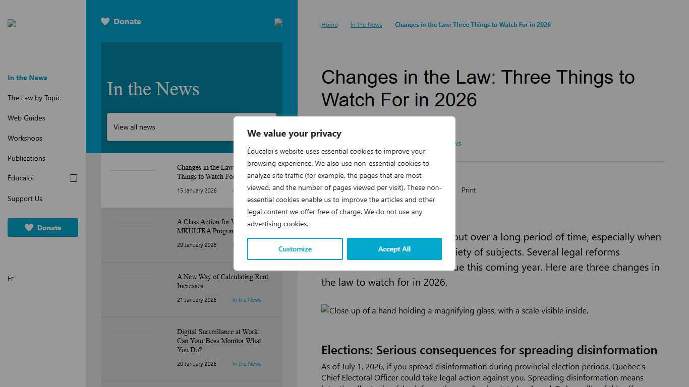 Changes in the Law: Three Things to Watch For in 2026 In the News Éducaloi