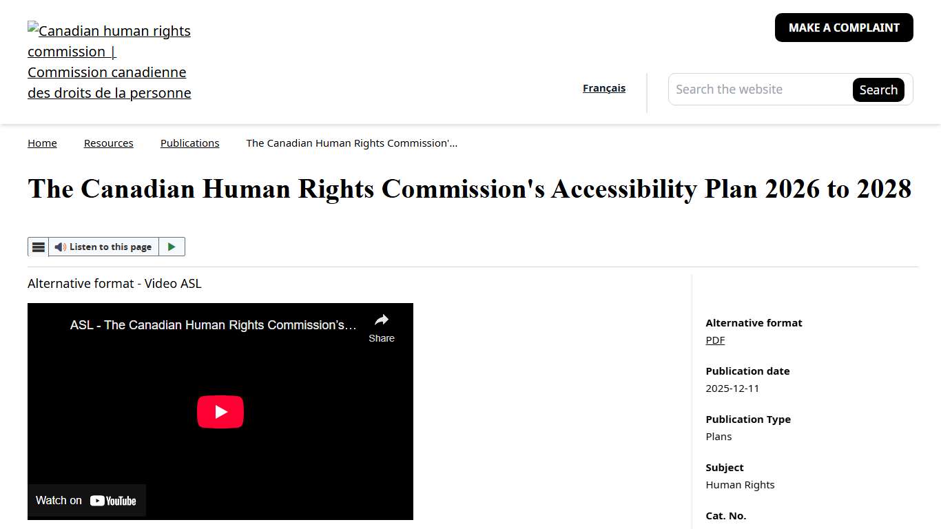 The Canadian Human Rights Commission's Accessibility Plan 2026 to 2028 Canadian Human Rights Commission